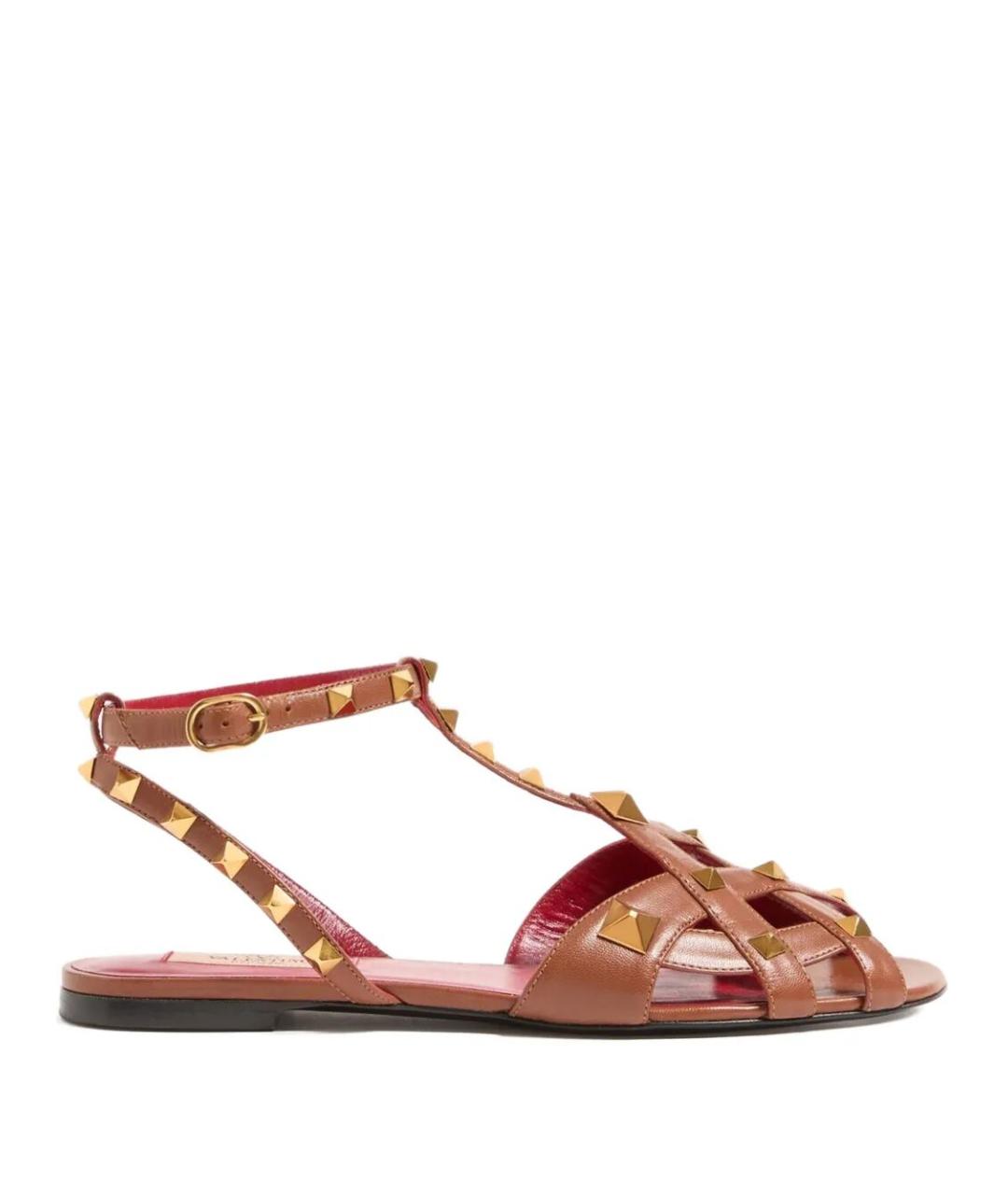 VALENTINO Коричневые кожаные босоножки, фото 1