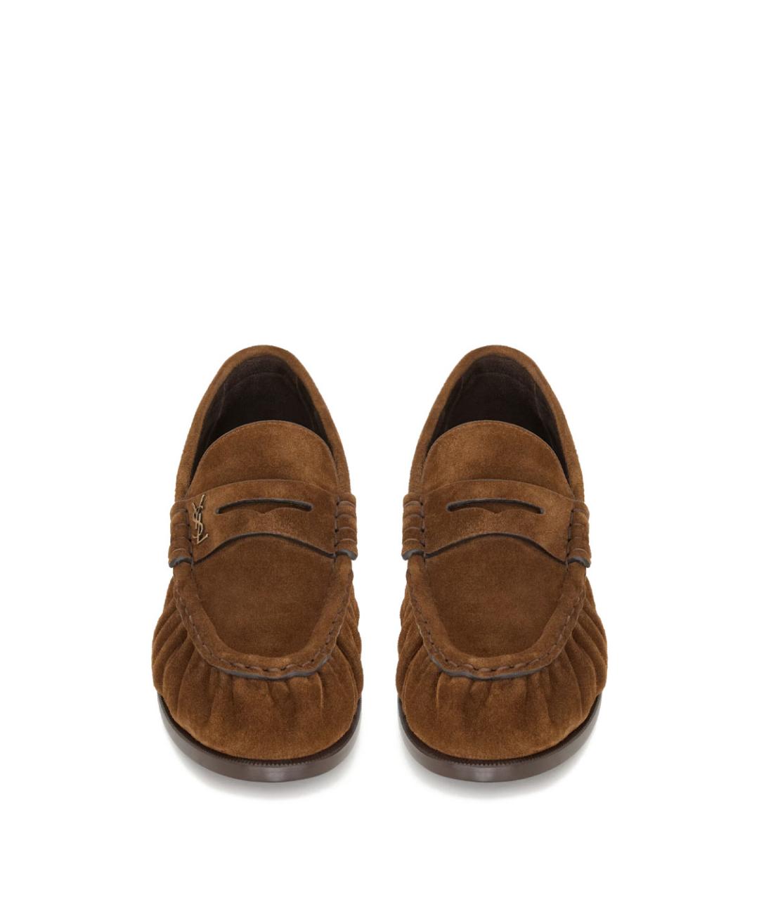 SAINT LAURENT Коричневые замшевые лоферы, фото 3