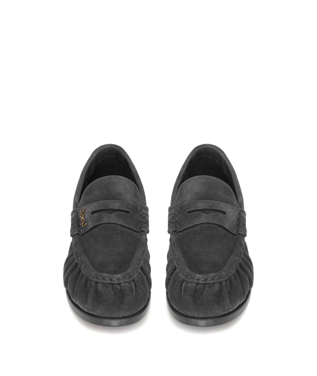 SAINT LAURENT Серые замшевые лоферы, фото 3