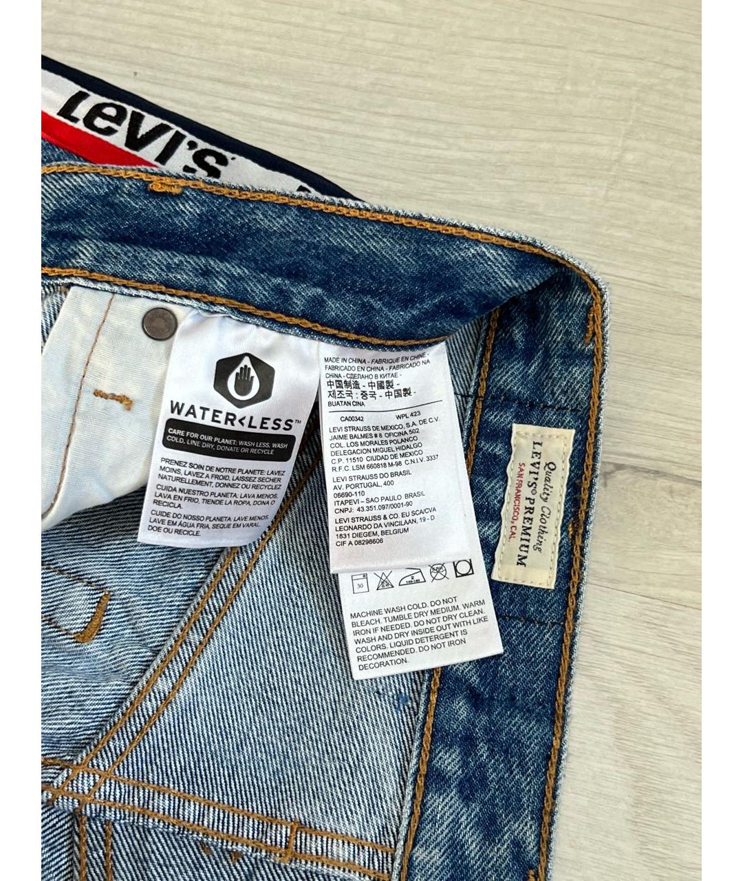 LEVI'S Голубые хлопковые джинсы слим, фото 7
