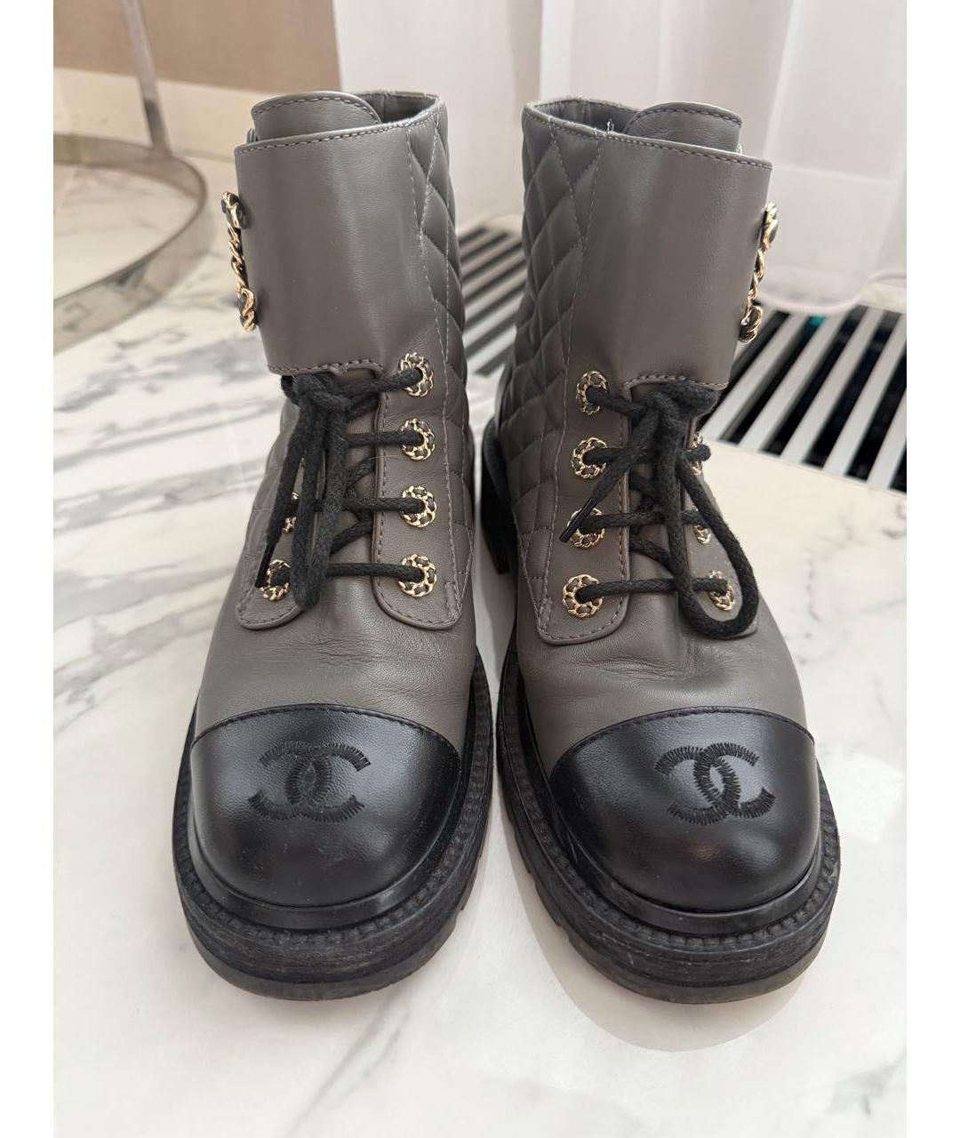 CHANEL Серые кожаные ботинки, фото 2