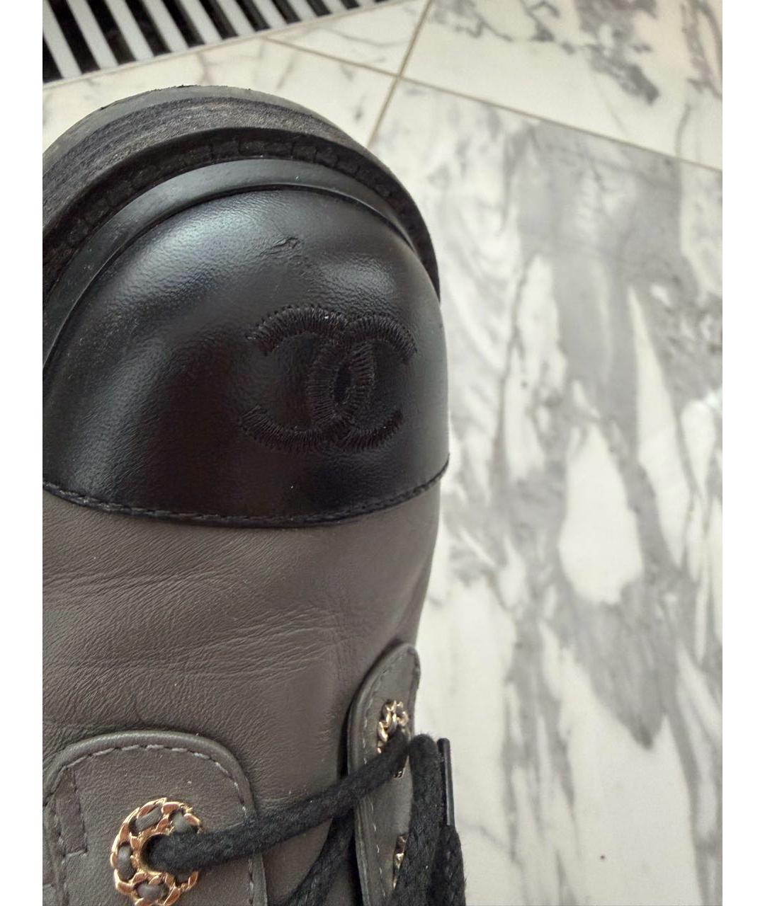 CHANEL Серые кожаные ботинки, фото 6