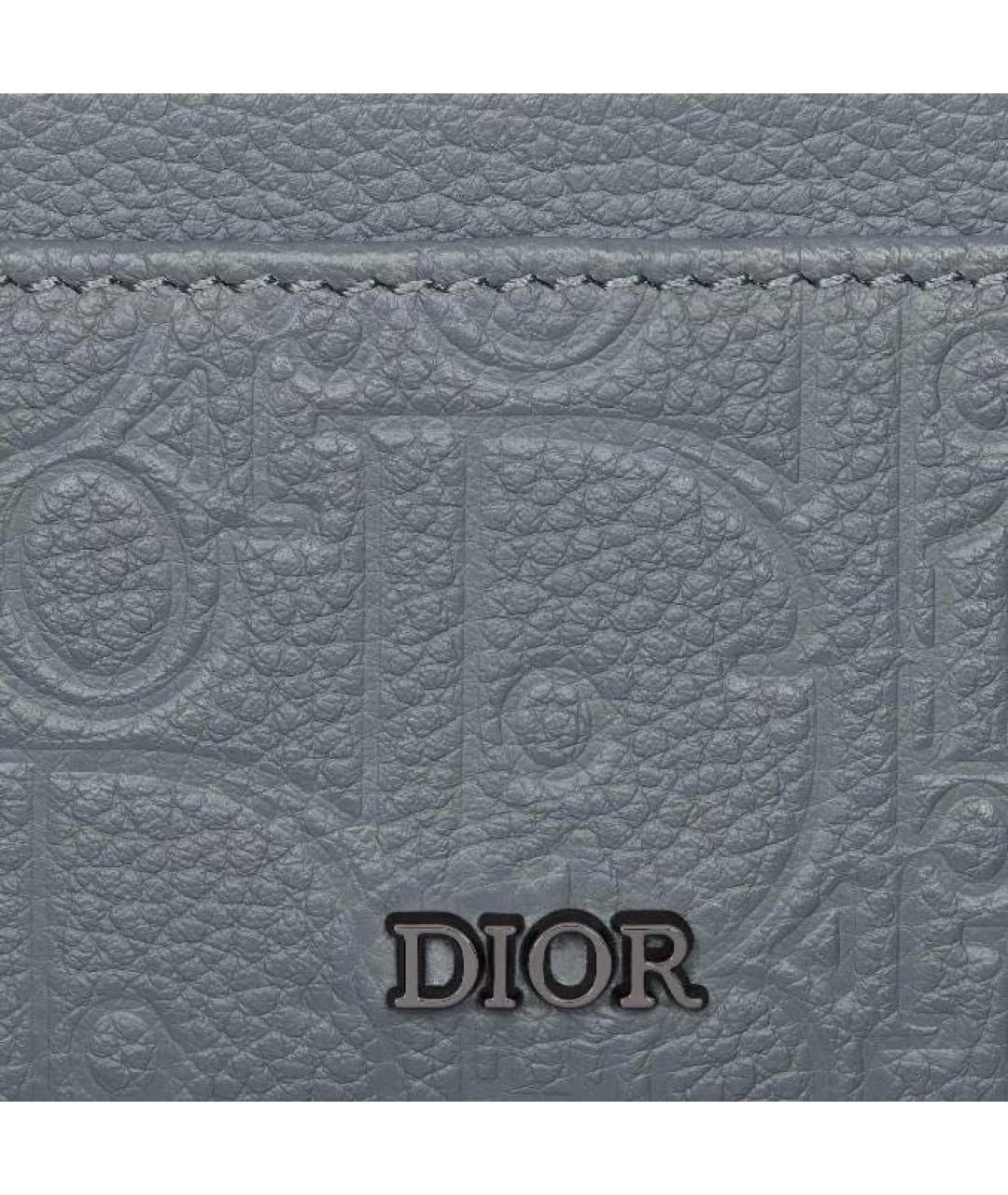 CHRISTIAN DIOR Серый кожаный кардхолдер, фото 3