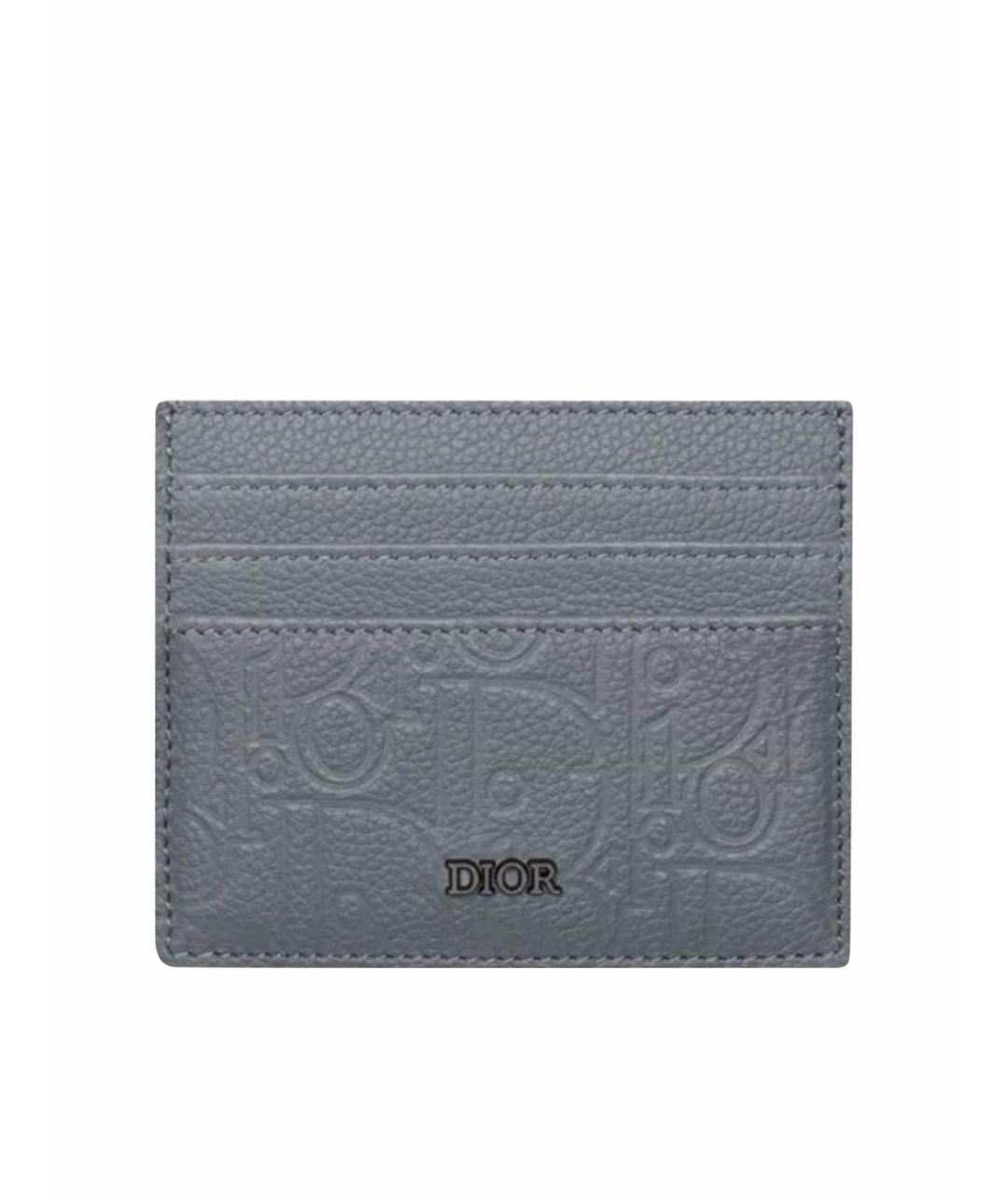 CHRISTIAN DIOR Серый кожаный кардхолдер, фото 4
