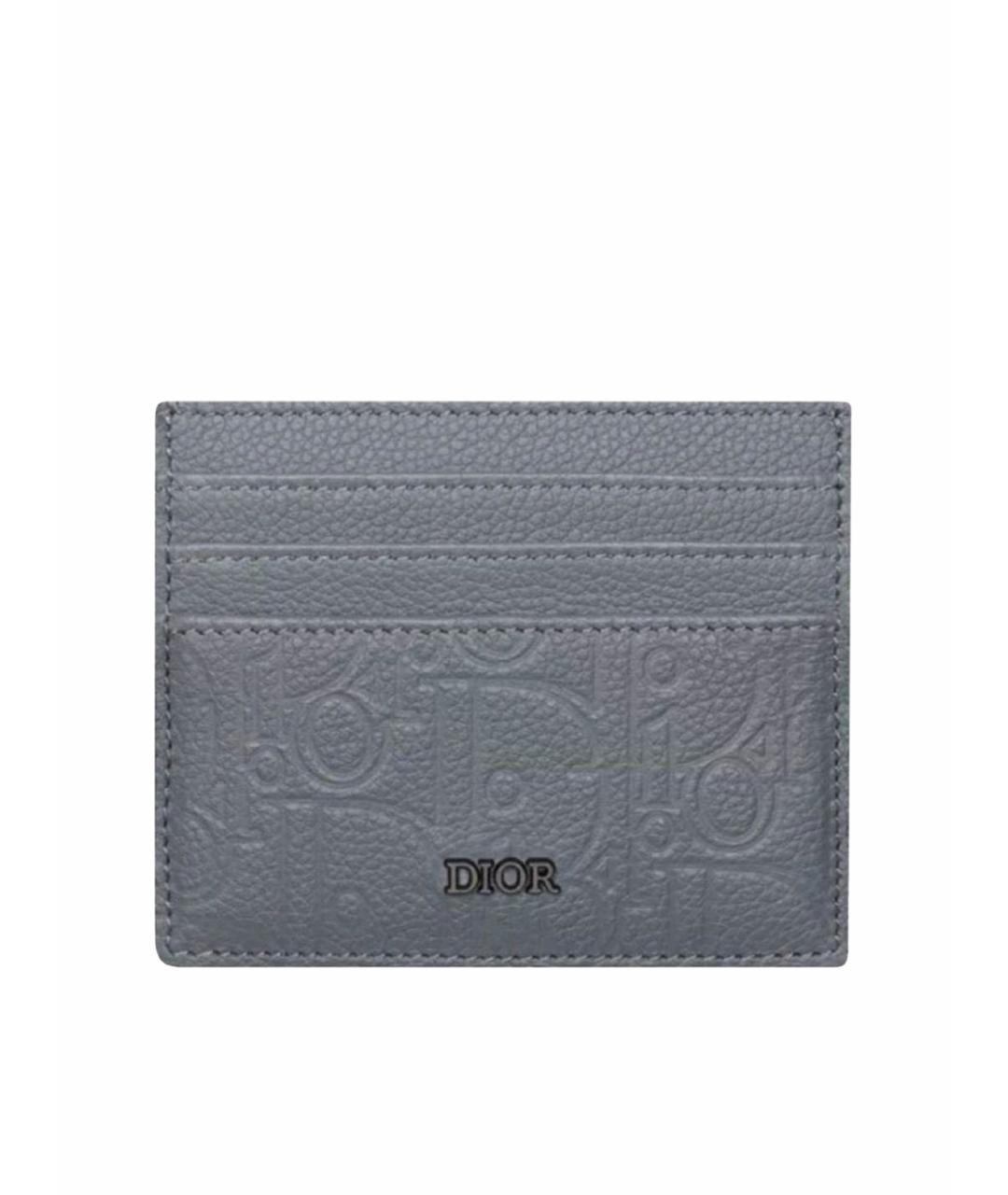 CHRISTIAN DIOR Серый кожаный кардхолдер, фото 1