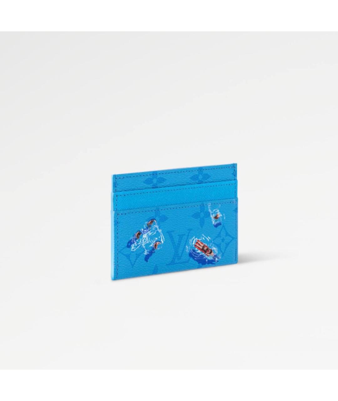 LOUIS VUITTON Синий кожаный кардхолдер, фото 2