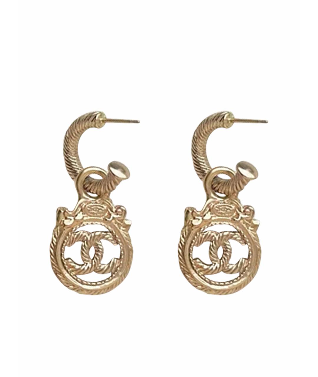 CHANEL Золотые металлические серьги, фото 1