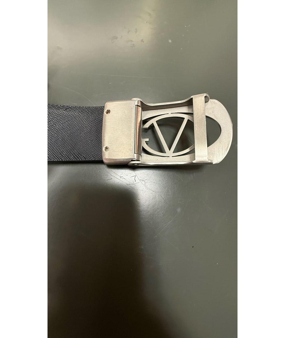 VALENTINO Антрацитовый кожаный ремень, фото 3