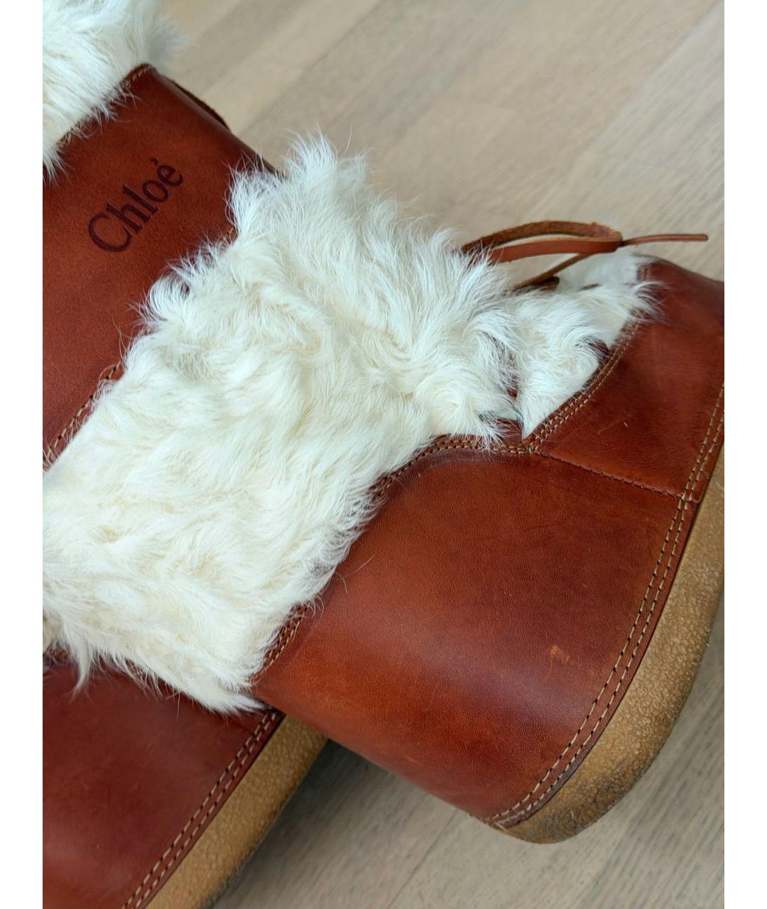 CHLOE Коричневые кожаные ботинки, фото 8