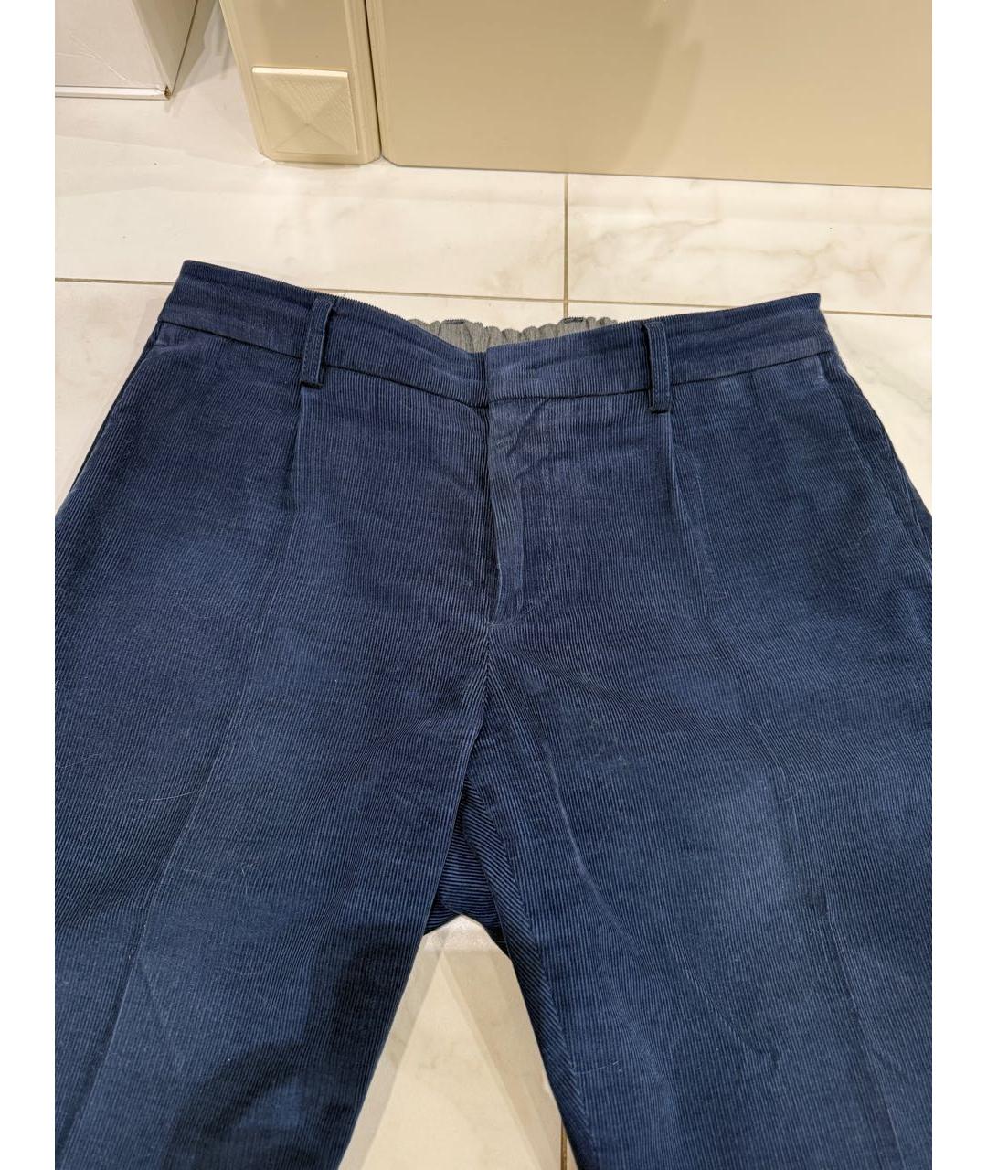 LORO PIANA Синие хлопковые повседневные брюки, фото 3