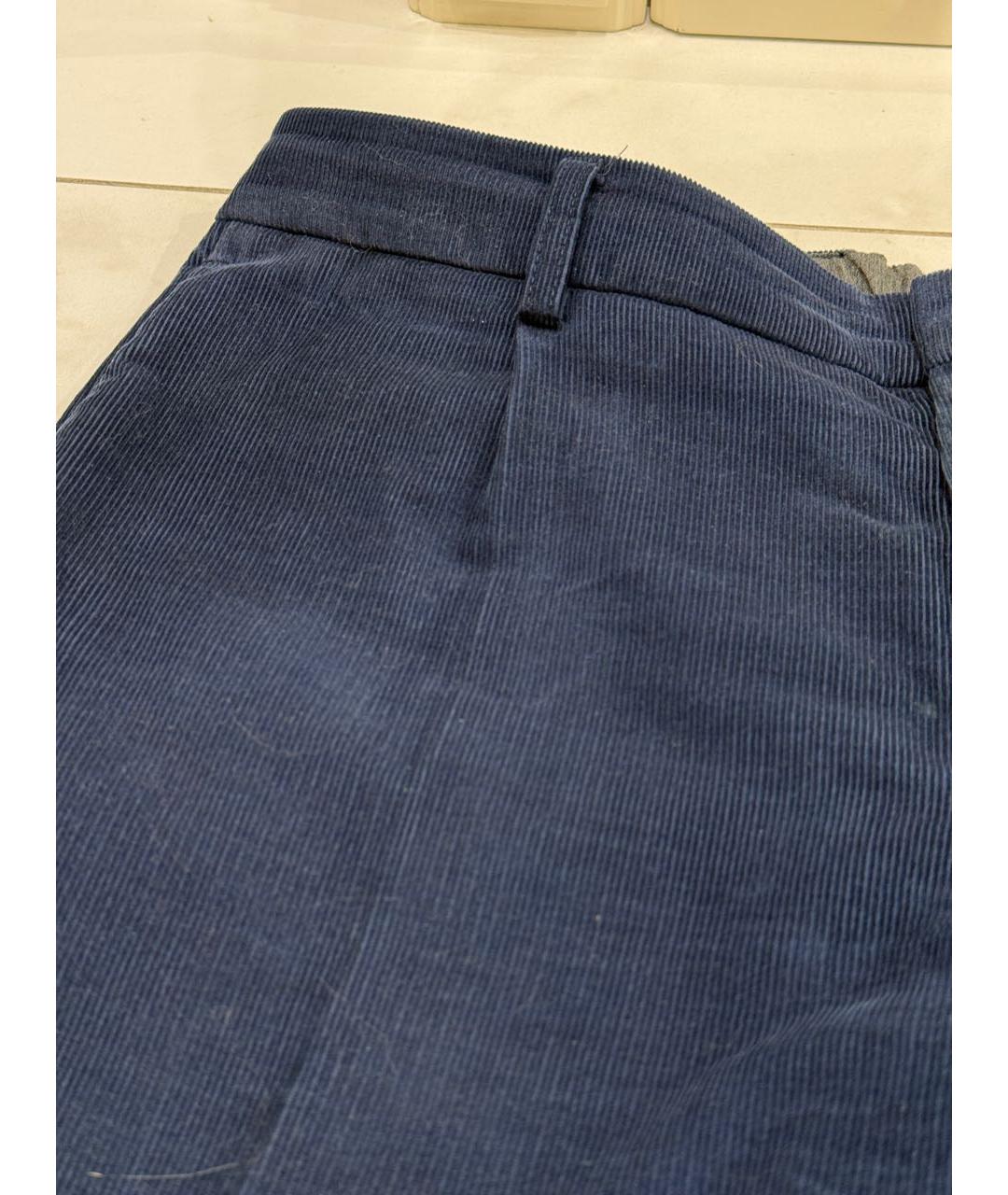 LORO PIANA Синие хлопковые повседневные брюки, фото 4