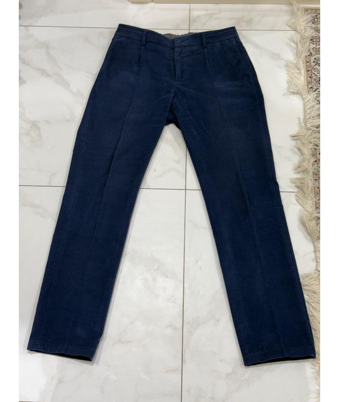 LORO PIANA Синие хлопковые повседневные брюки, фото 9