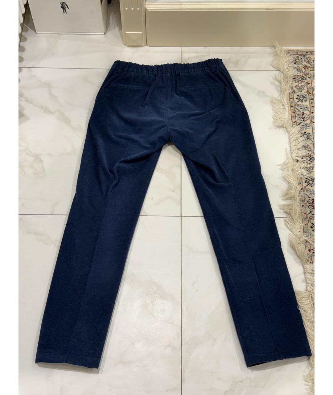 LORO PIANA Синие хлопковые повседневные брюки, фото 2