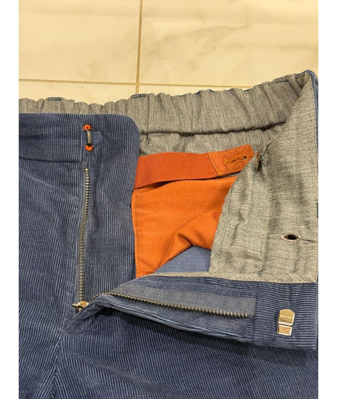 LORO PIANA Синие хлопковые повседневные брюки, фото 5