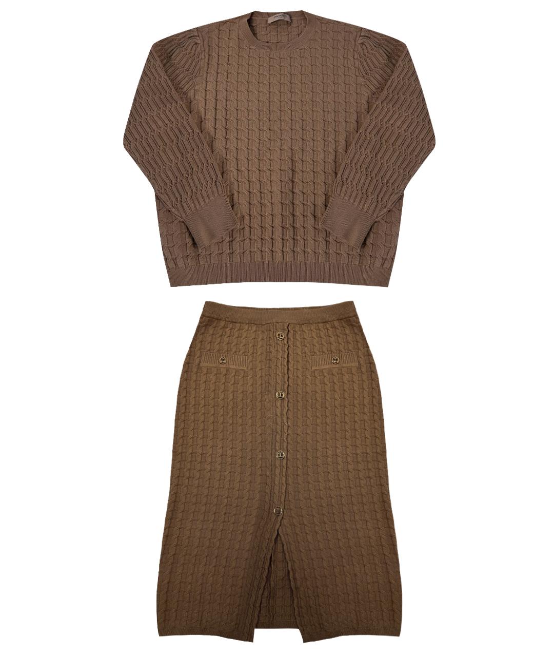 TWIN-SET Коричневый костюм с юбками, фото 1