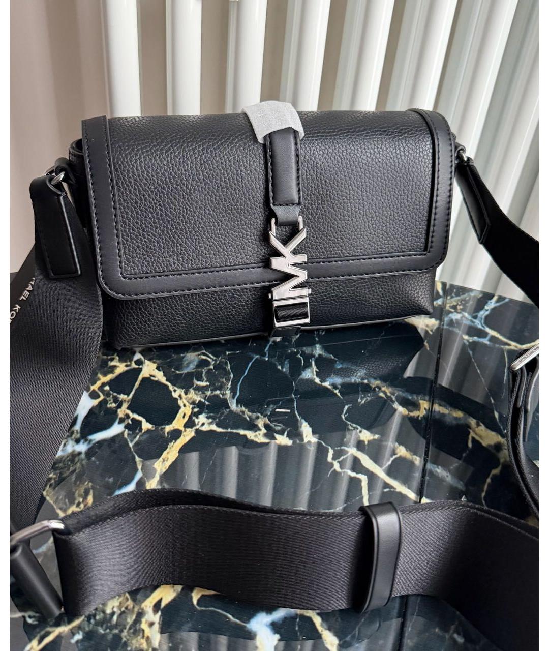 MICHAEL KORS Черная кожаная сумка на плечо, фото 2