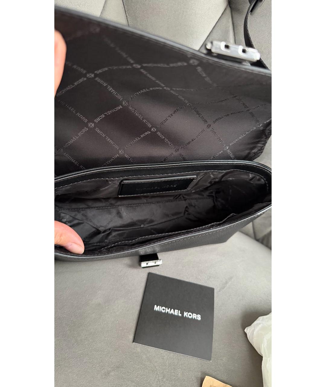 MICHAEL KORS Черная кожаная сумка на плечо, фото 5