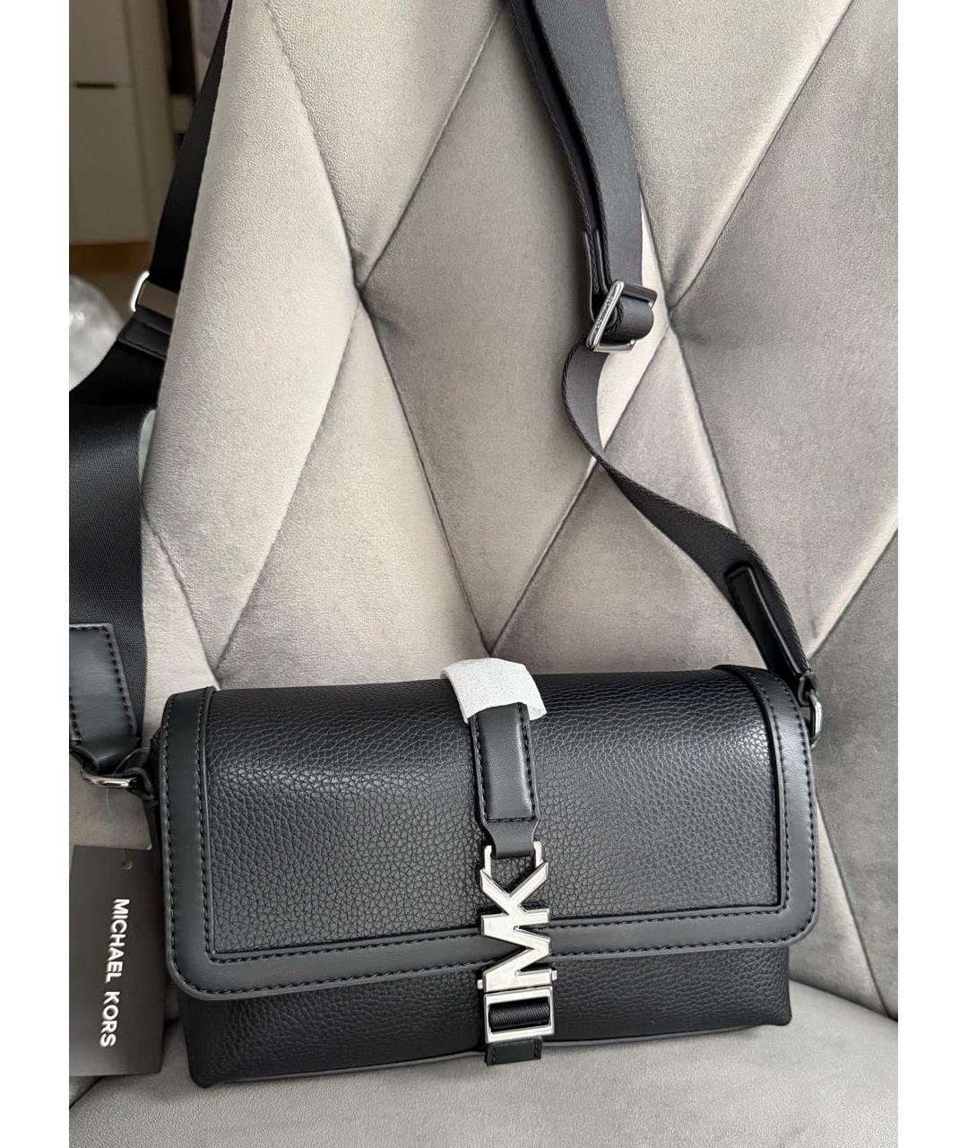 MICHAEL KORS Черная кожаная сумка на плечо, фото 8