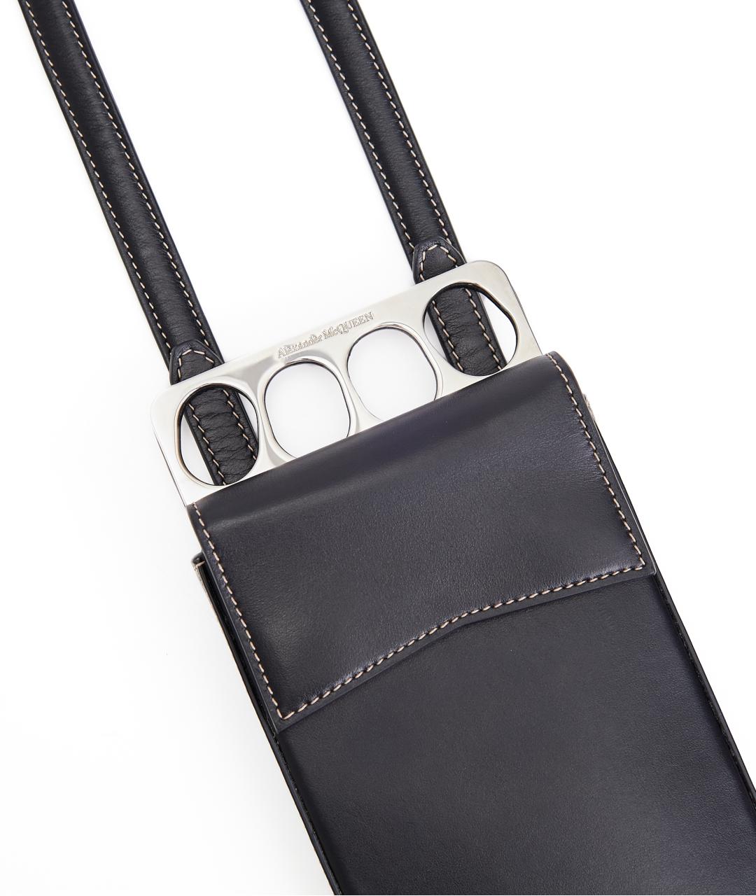 ALEXANDER MCQUEEN Черная кожаная сумка через плечо, фото 6