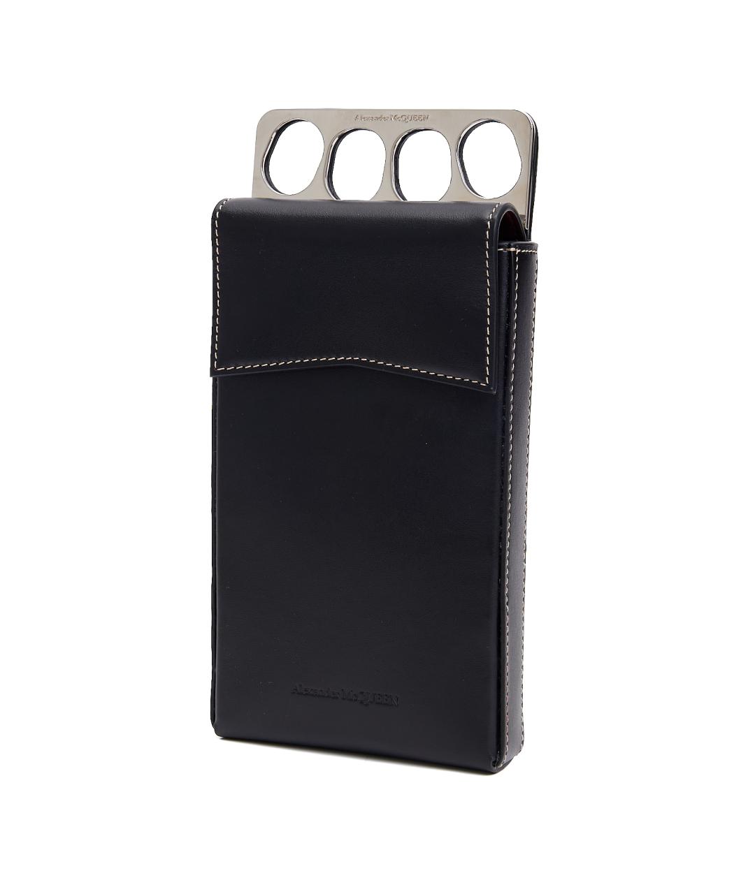 ALEXANDER MCQUEEN Черная кожаная сумка через плечо, фото 2