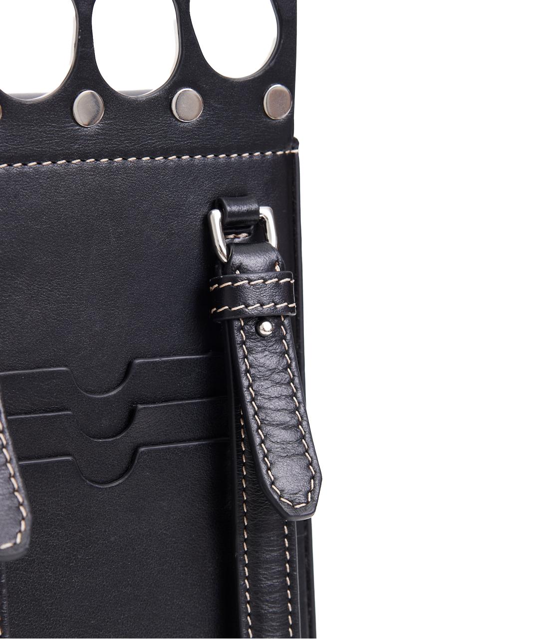 ALEXANDER MCQUEEN Черная кожаная сумка через плечо, фото 4