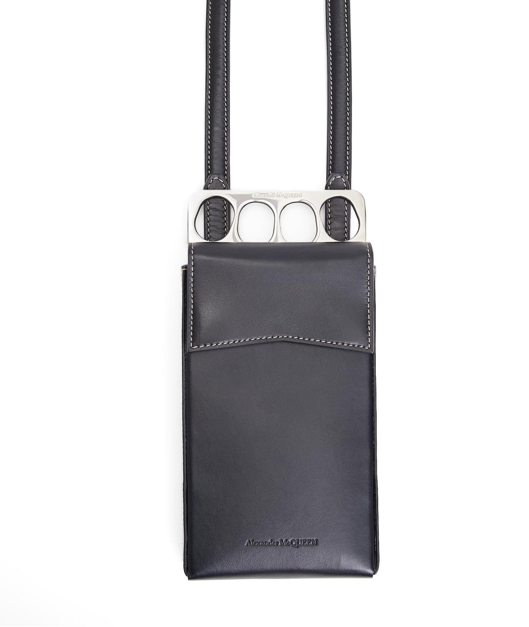 ALEXANDER MCQUEEN Черная кожаная сумка через плечо, фото 5