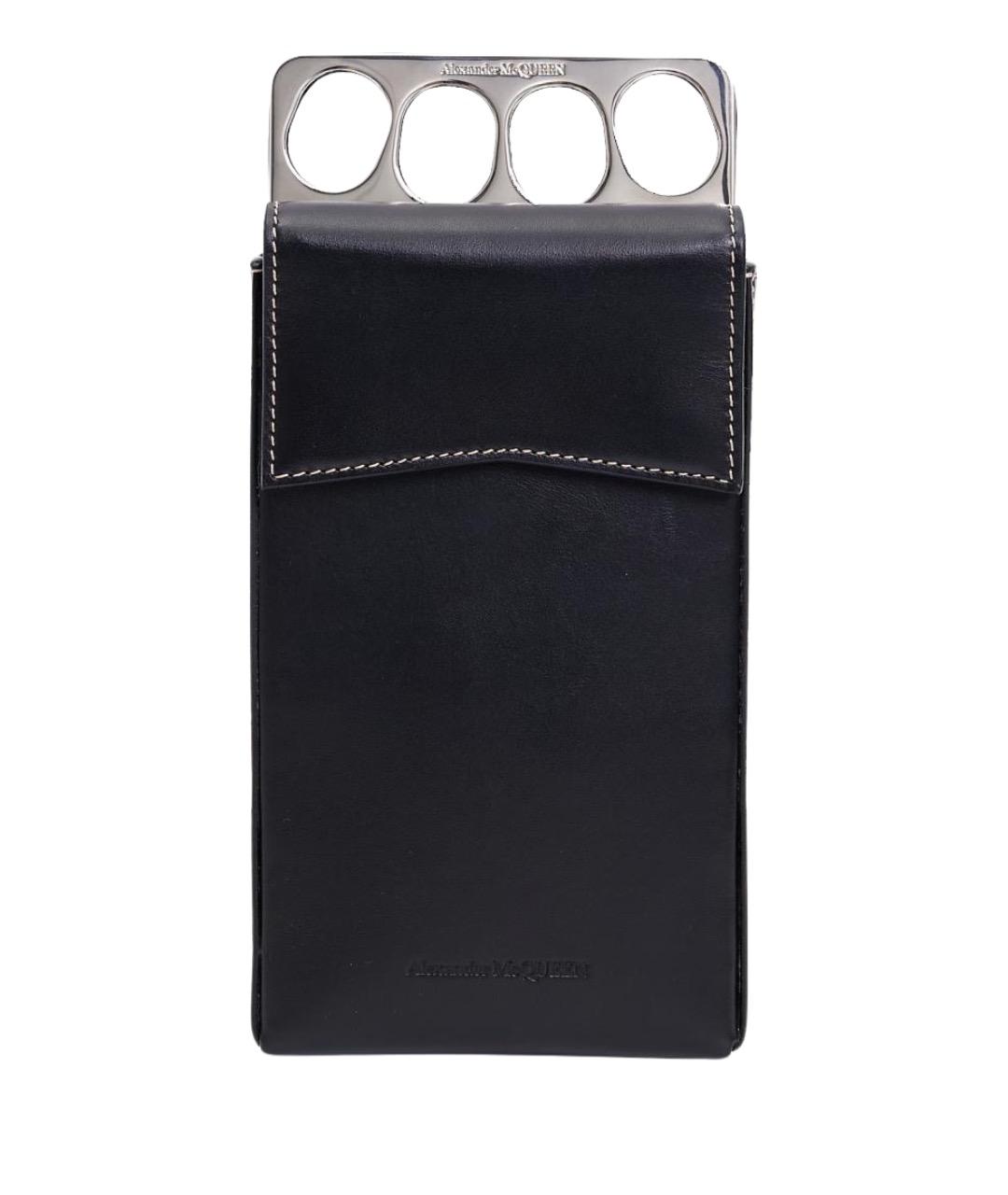 ALEXANDER MCQUEEN Черная кожаная сумка через плечо, фото 1