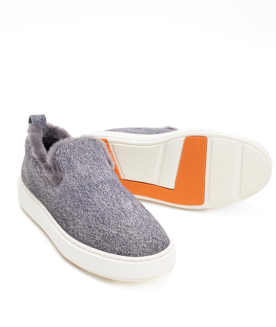 SANTONI Серые замшевые лоферы, фото 6