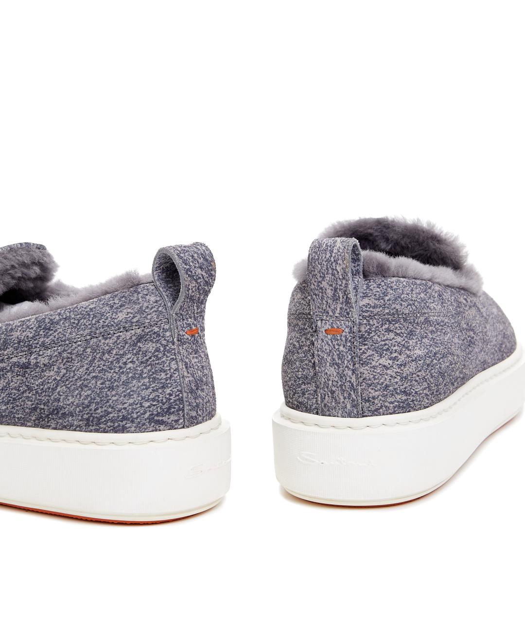 SANTONI Серые замшевые лоферы, фото 3