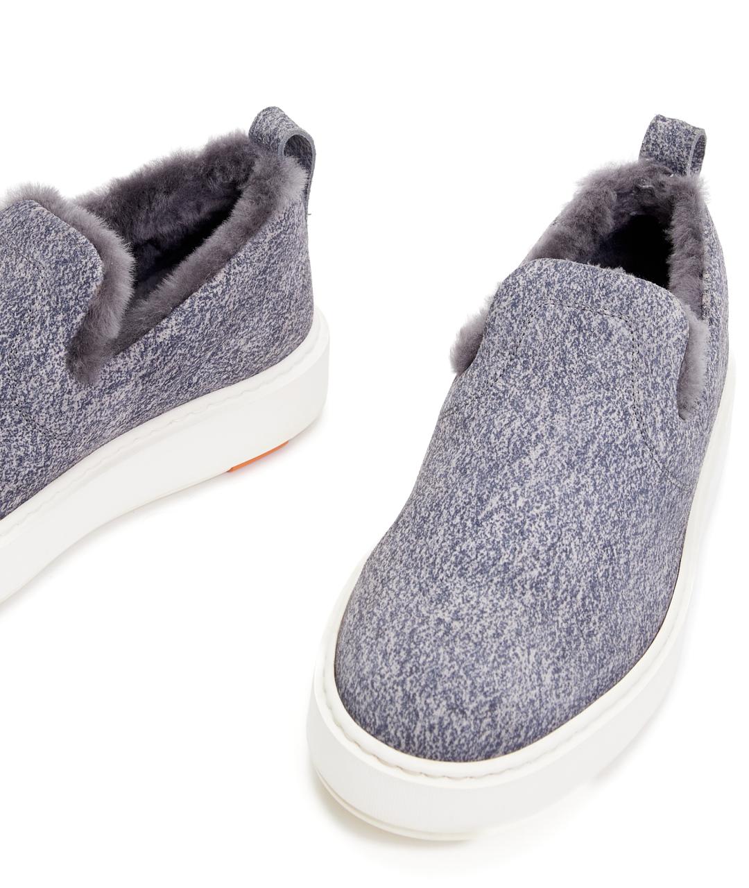 SANTONI Серые замшевые лоферы, фото 4