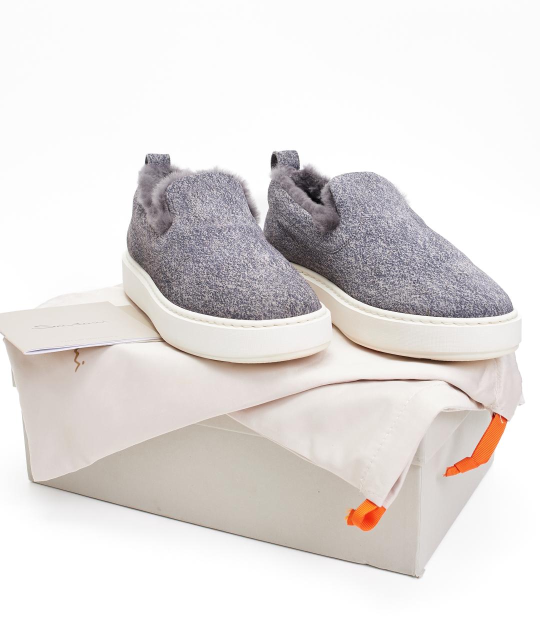 SANTONI Серые замшевые лоферы, фото 7