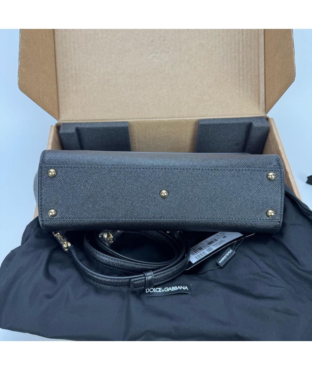 DOLCE&GABBANA Черная кожаная сумка через плечо, фото 5