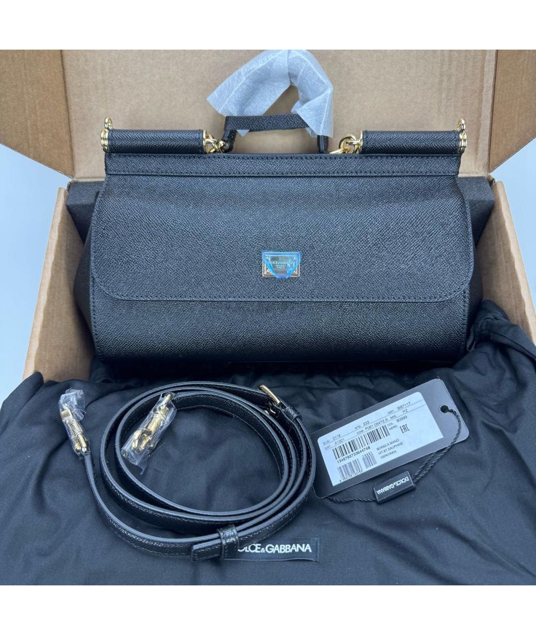 DOLCE&GABBANA Черная кожаная сумка через плечо, фото 3
