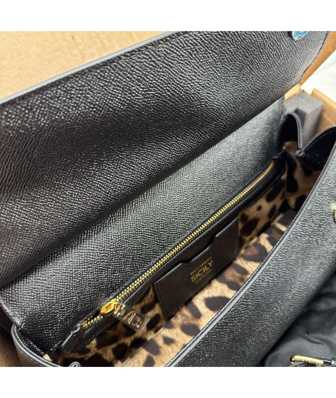 DOLCE&GABBANA Черная кожаная сумка через плечо, фото 7