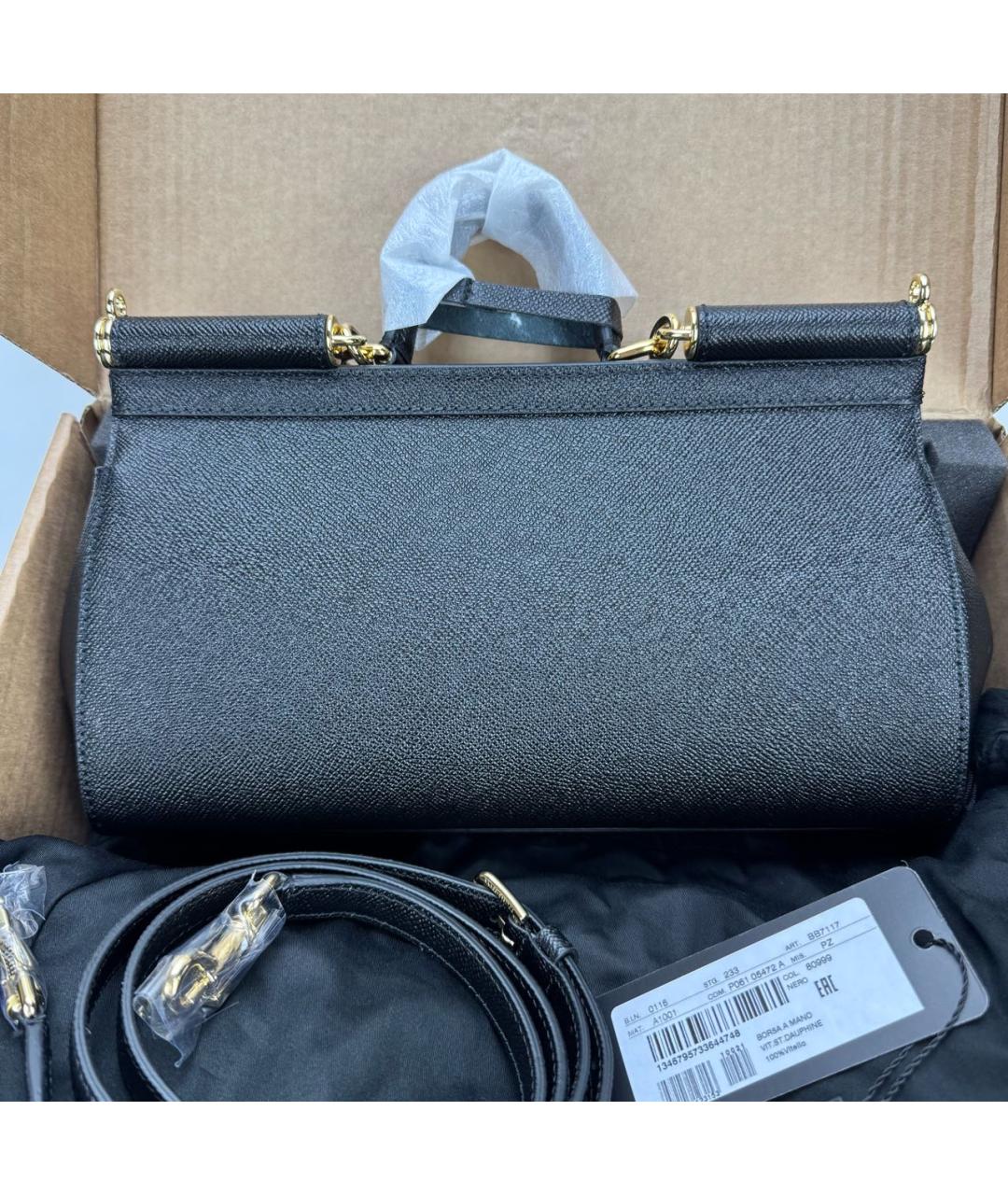 DOLCE&GABBANA Черная кожаная сумка через плечо, фото 4