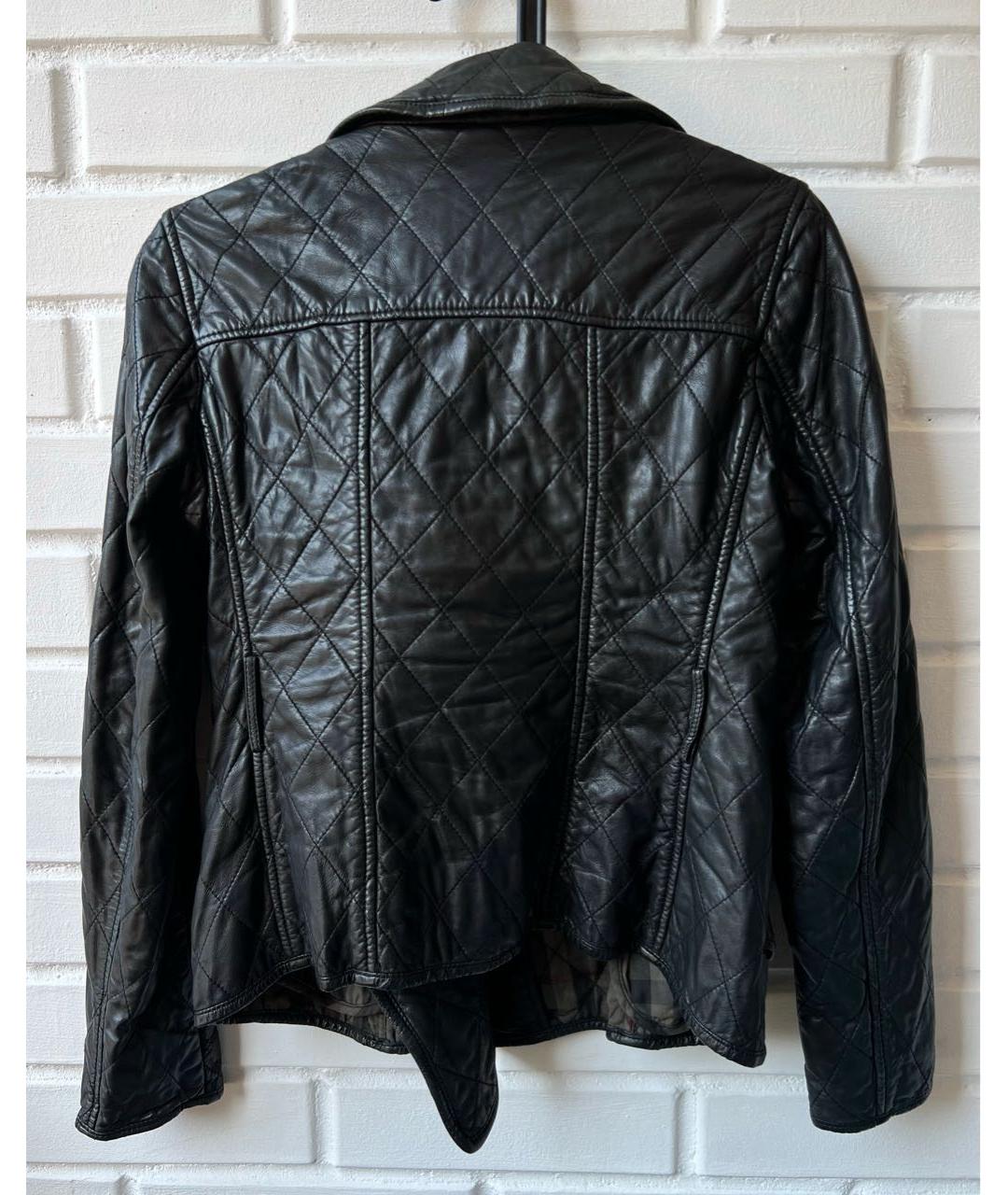 BURBERRY Черная кожаная куртка, фото 2