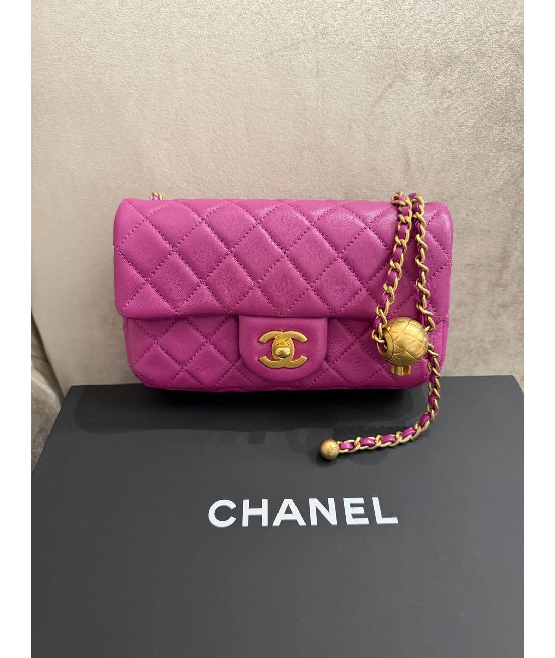 CHANEL Фиолетовая кожаная сумка через плечо, фото 9