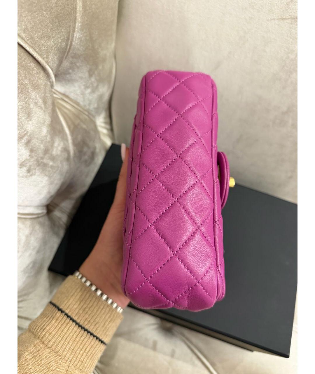 CHANEL Фиолетовая кожаная сумка через плечо, фото 5