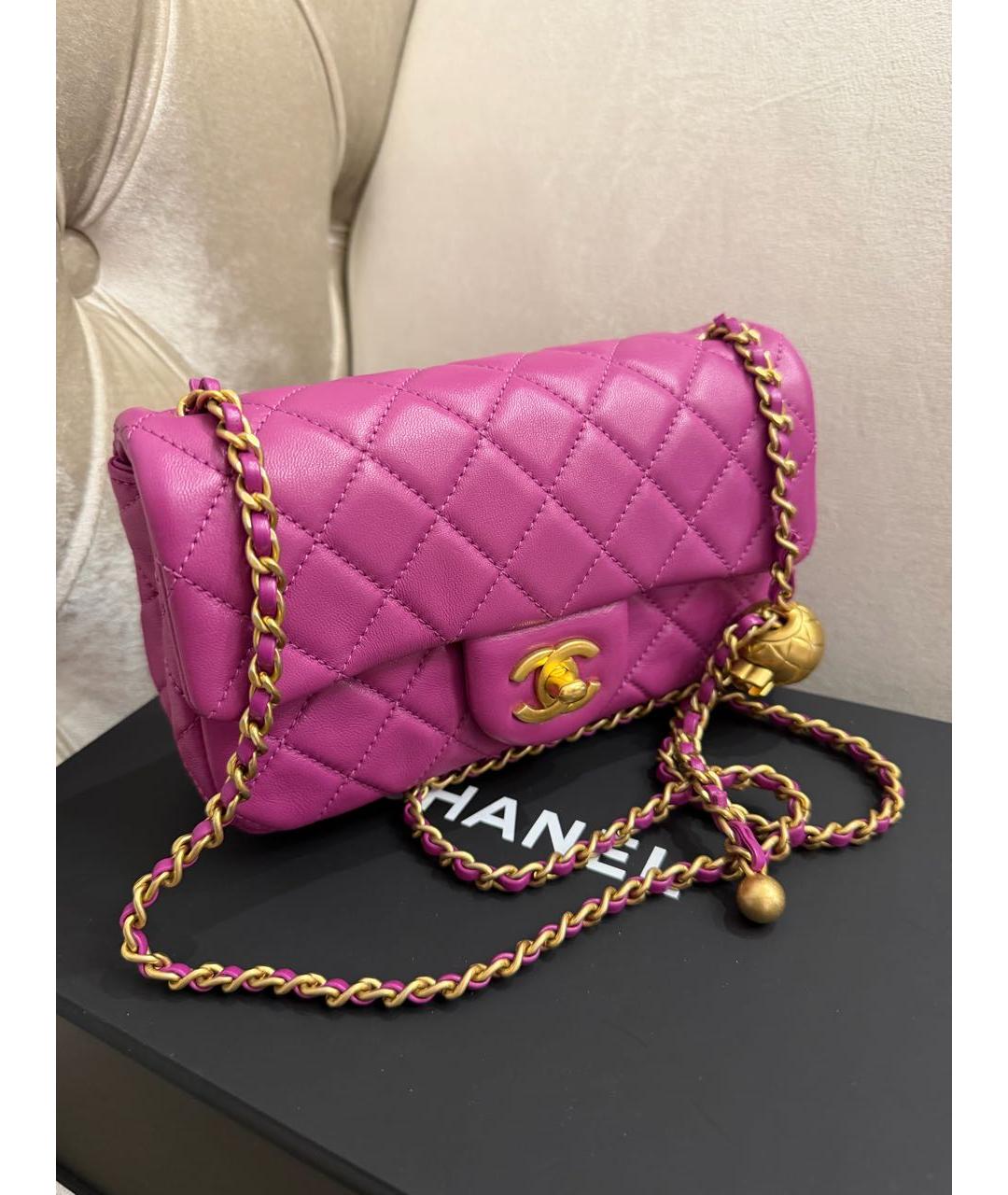 CHANEL Фиолетовая кожаная сумка через плечо, фото 2