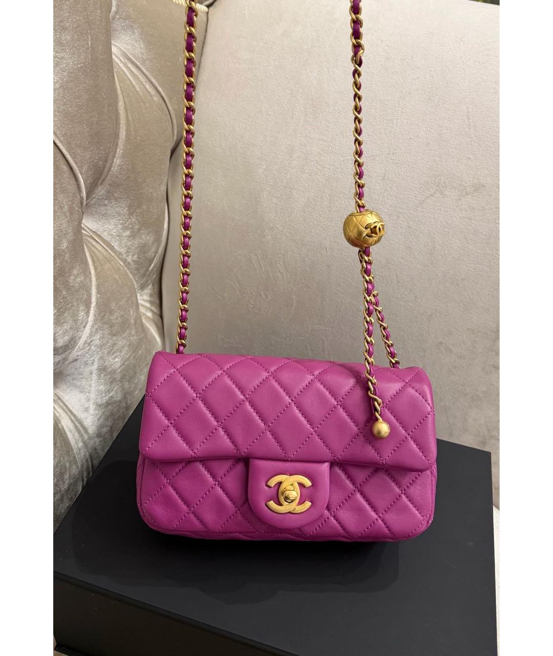CHANEL Фиолетовая кожаная сумка через плечо, фото 7