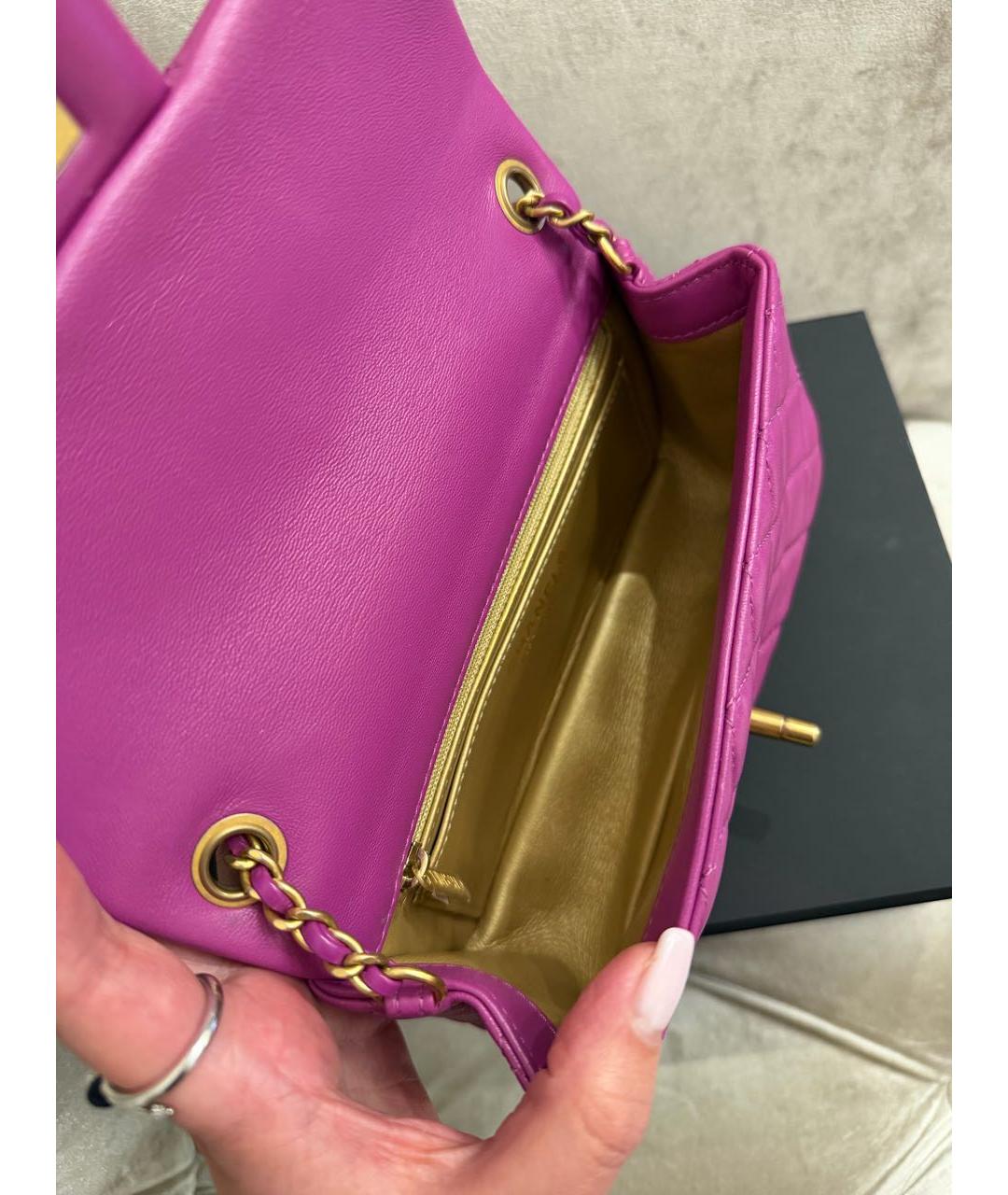 CHANEL Фиолетовая кожаная сумка через плечо, фото 4