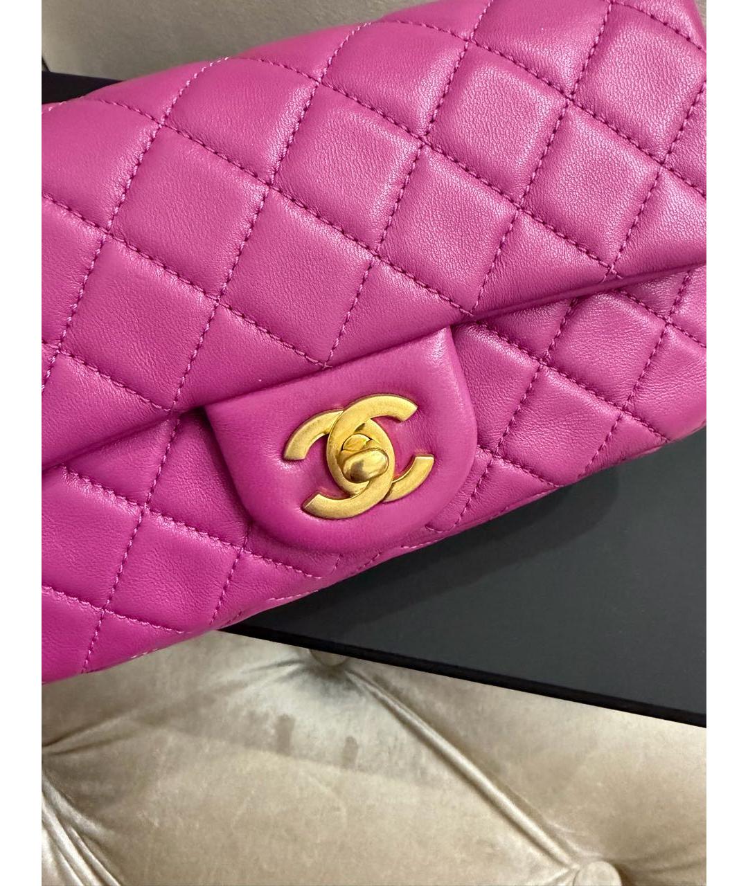 CHANEL Фиолетовая кожаная сумка через плечо, фото 6