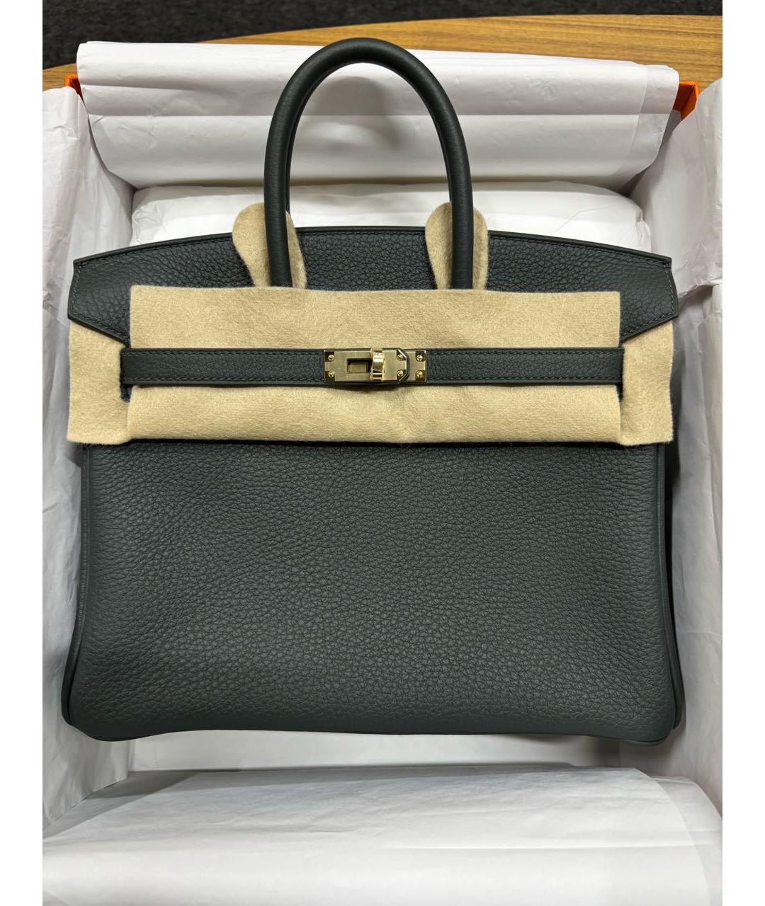 HERMES Зеленая кожаная сумка с короткими ручками, фото 2