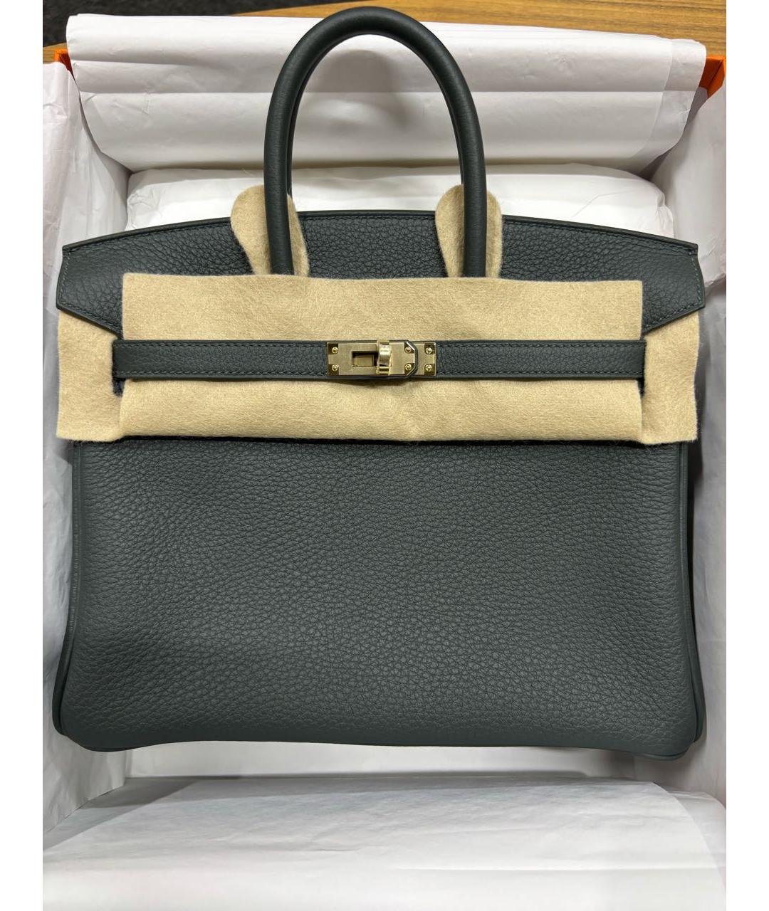 HERMES Зеленая кожаная сумка с короткими ручками, фото 6