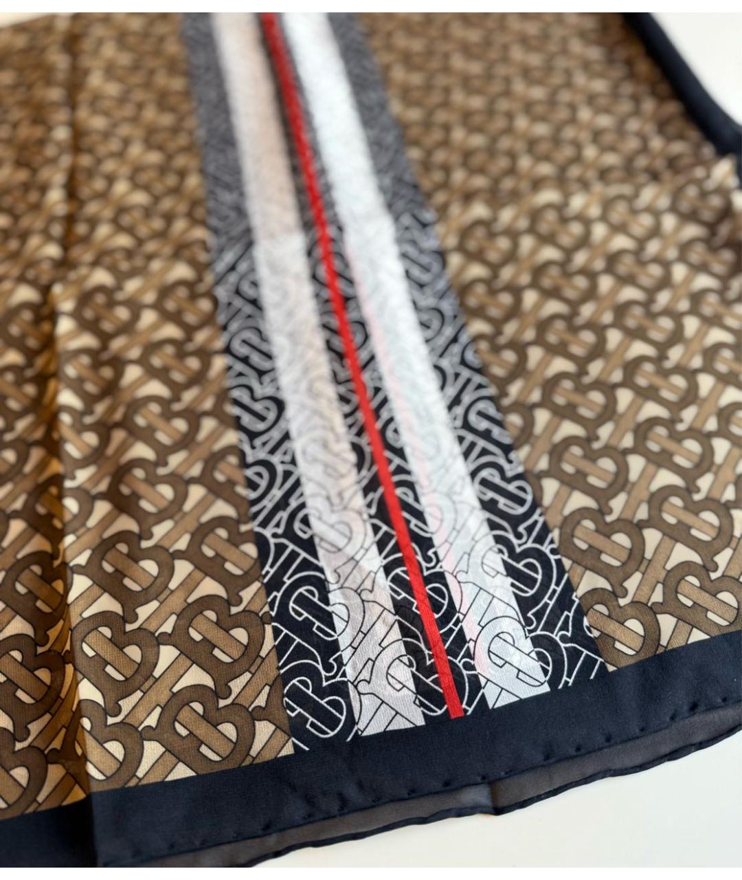 BURBERRY Коричневый шелковый платок, фото 7