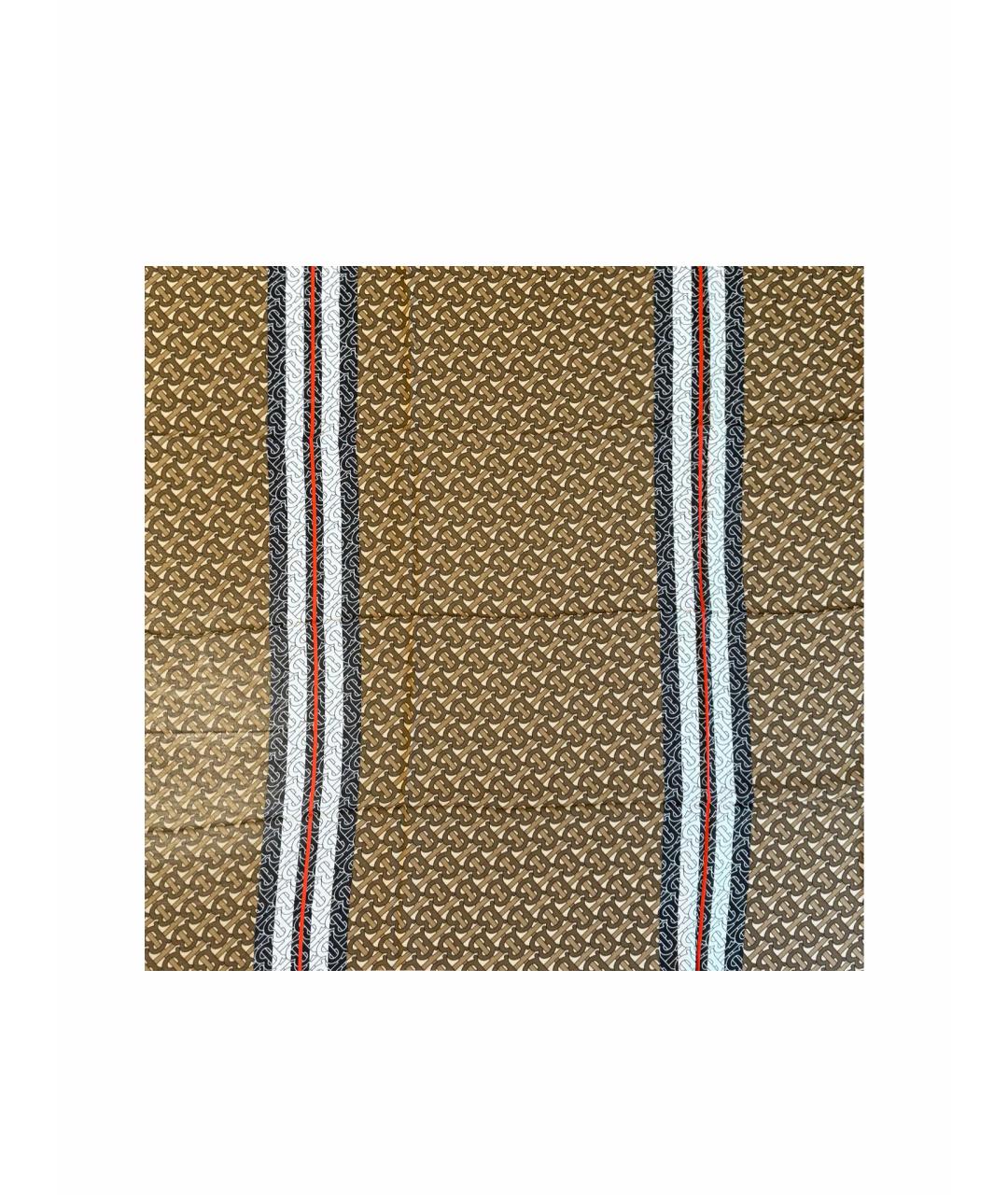 BURBERRY Коричневый шелковый платок, фото 1