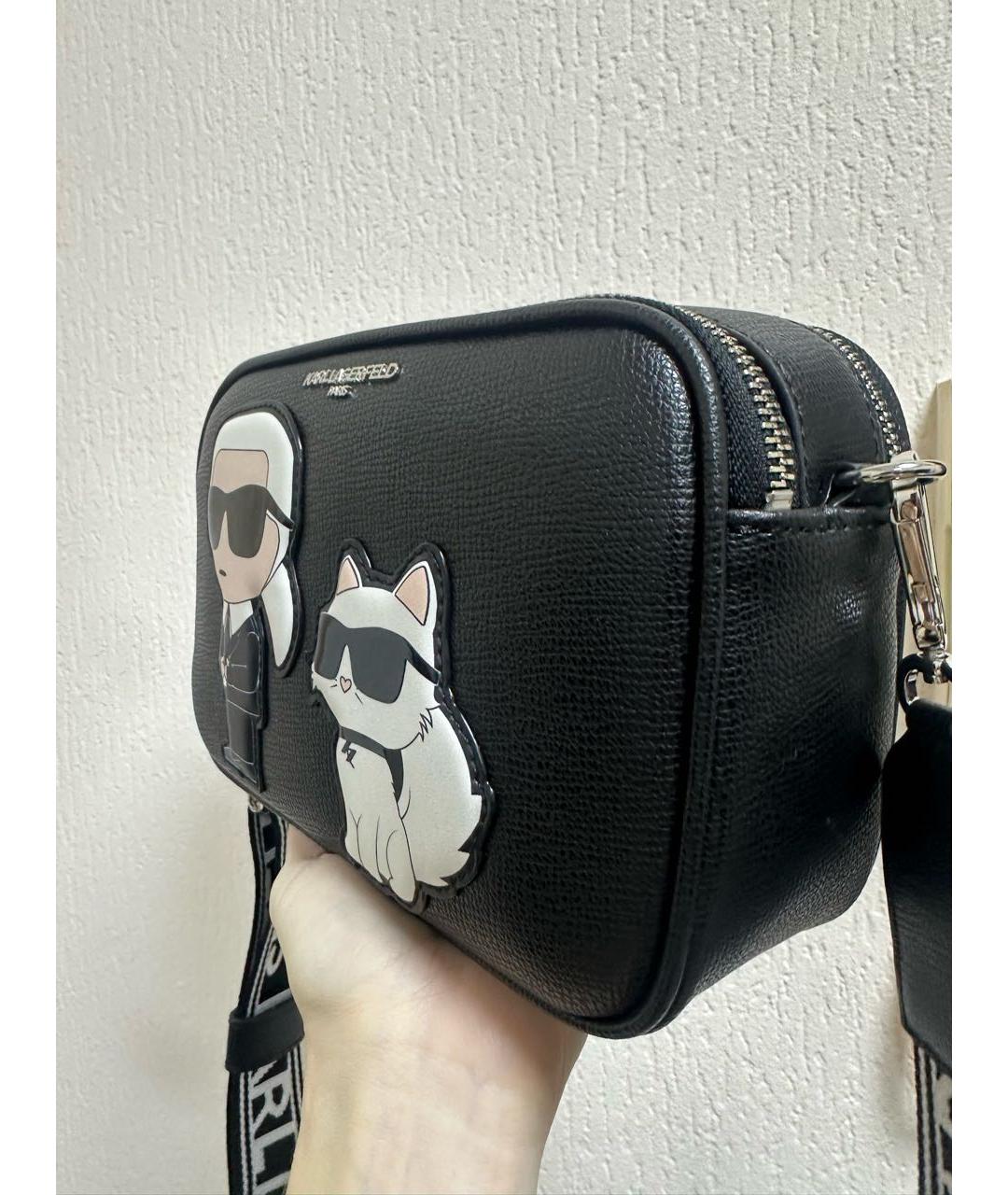 KARL LAGERFELD Черная кожаная сумка через плечо, фото 2