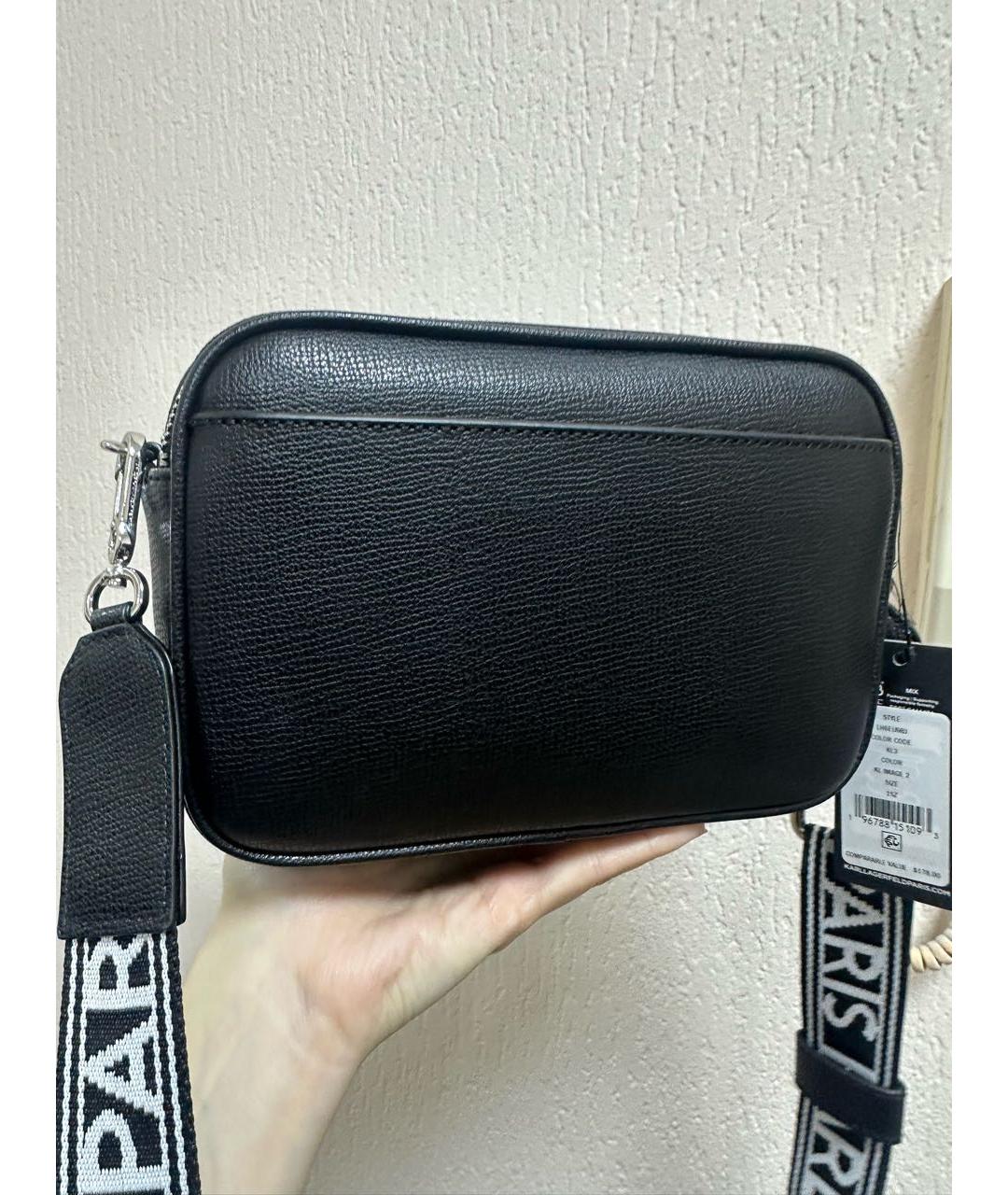 KARL LAGERFELD Черная кожаная сумка через плечо, фото 3