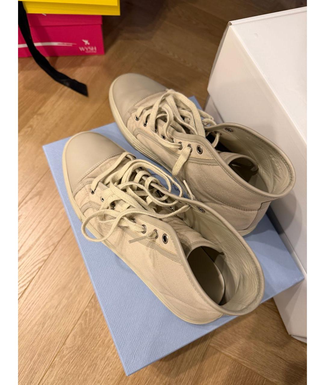 GUCCI Бежевые текстильные низкие кроссовки / кеды, фото 2
