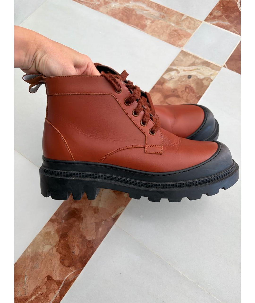 LOEWE Коричневые кожаные ботинки, фото 7